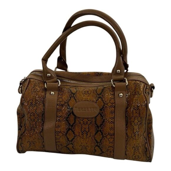 Terzetto Snakeskin Pattern Genuine Leather Satchel - Picture 1 of 7